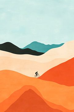 Bikers in colourful desert landscapes by Poster Art Shop