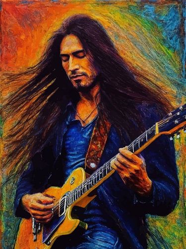 Man speelt elektrische gitaar in Abstract Vibrant 2