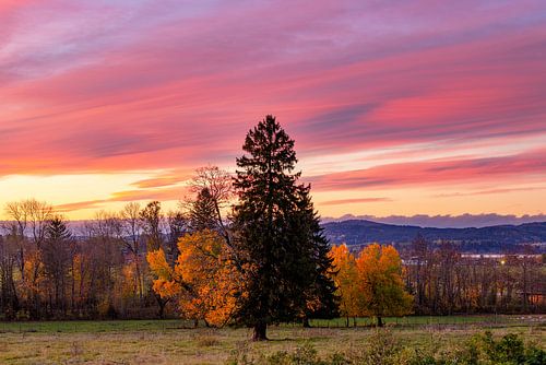 Autumn sunset in southern Germany