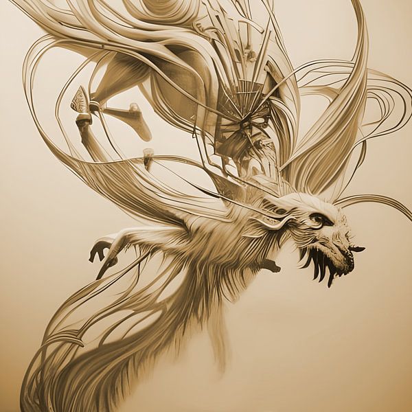 Inspiratie is een grillig beest (sepia) van Harmanna Digital Art