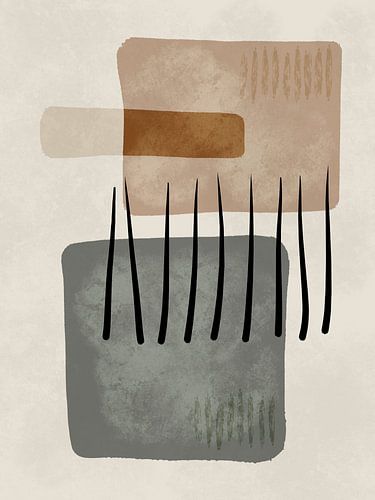 Modern abstract organic shapes in earth tones brown and grey
