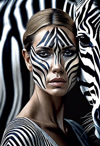 Woman with zebra - Portrait 2