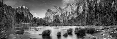 Yosemite Valley in Yosemite National Park USA in zwart-wit