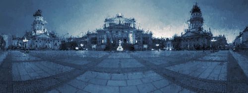 Panorama van de Gendarmenmarkt in blauw