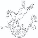 Japan Pferd Monochrom von Mad Dog Art Miniaturansicht