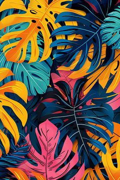 Abstract Monstera - Kleurrijke tropische kunst van Felix Brönnimann