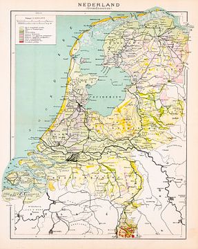 Vintage-Karte Niederlande. Grundstücke von Studio Wunderkammer