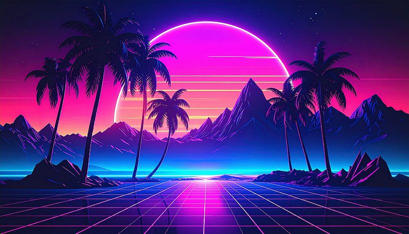 Retro sunset and mountains by Mustafa Kurnaz