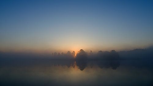 Sunrise and fog in Drenthe Netherlands