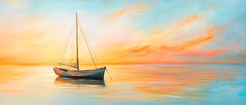 Zonsondergang met zeilboot
