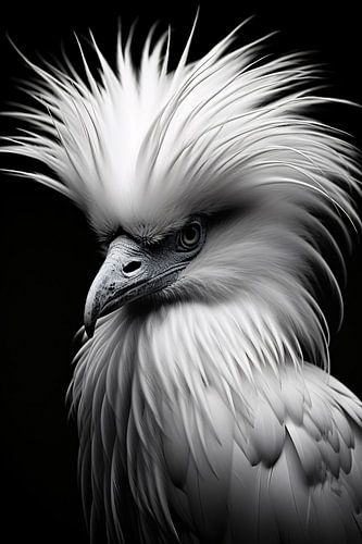 Minimalist bird portrait in black and white