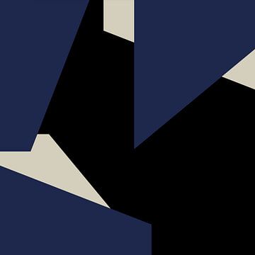 Blauw Zwart Wit Abstracte Vormen nr. 8 van Dina Dankers