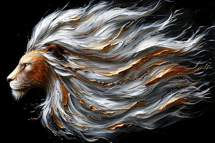 Majestätischer abstrakter Löwe mit dynamischer Mähne von Art & Soul Creations