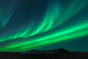 Nordlicht über dem Vulkan Hverfjall