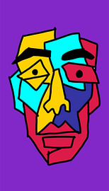 Composition abstraite néo-expressionniste et cubiste représentant un visage sur Aden Pink Studio