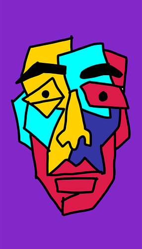 Neoexpressionistische, kubistische, abstrakte Gesichtscomposition