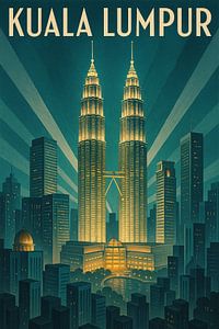 Kuala Lumpur Dämmerungssinfonie - Art Deco Petronas Towers Poster