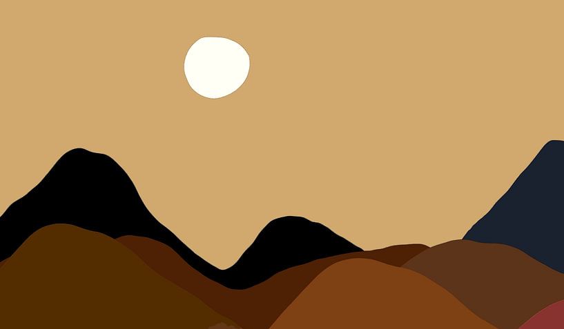 Retro Sunset in Gold Beige Colours by Mad Dog Art