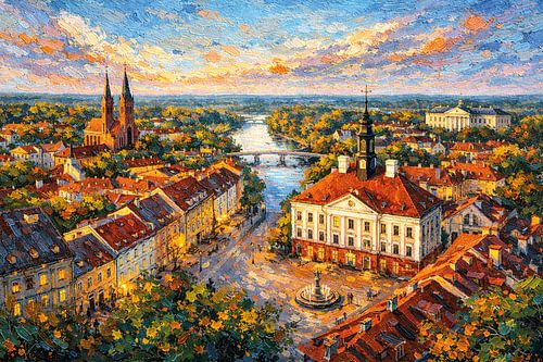 Tallinn in Estland, een impressionistisch schilderij.
