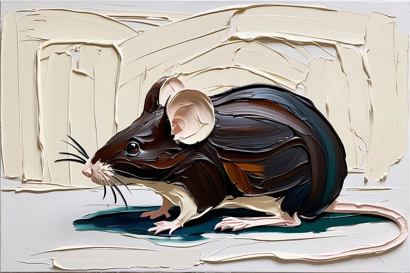 Stilisiertes Ölgemälde einer Maus von Art & Soul Creations