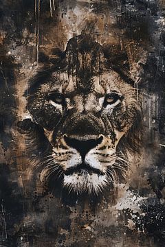 Portrait de lion rustique dans les tons sépia