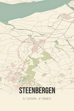 Vintage landkaart van Steenbergen (Noord-Brabant) van Rezona