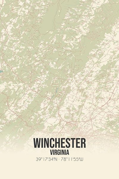 Carte ancienne de Winchester (Virginie), USA. par Affiches de lieux
