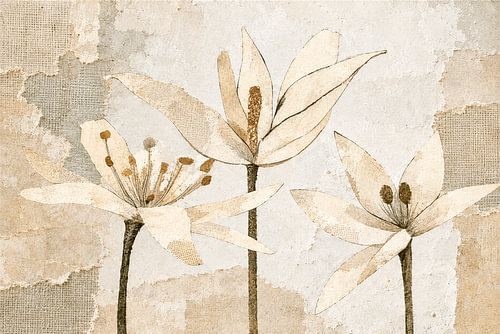 Rustgevende Bloemen: Botanische Structuurkunst in Aardetinten