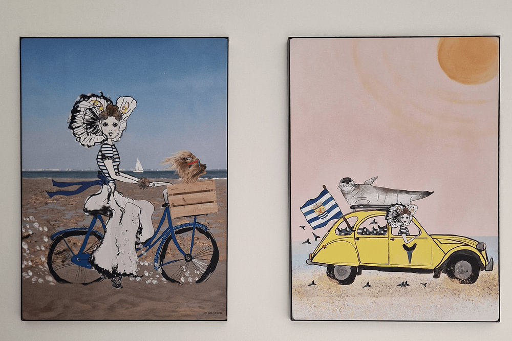 Zeeland Mädchen in gelbem Oldtimer, von Debbie van Eck