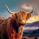 Portret van een Scottish Highland Cattle Illustratie van Animaflora PicsStock thumbnail