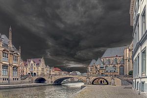 Leere Straßen in Gent (Graslei / Korenlei)