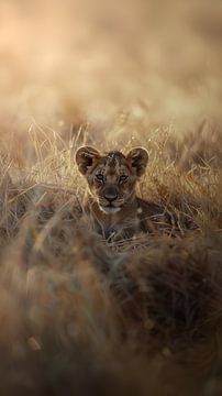 a young lion and his mother III/III by Endre Lommatzsch