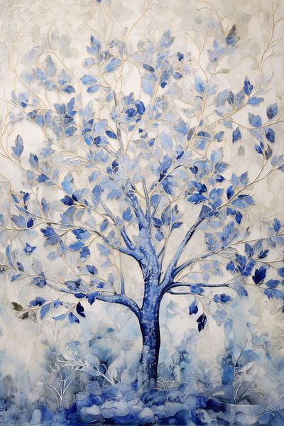 Minimalist blue tree by Art & Soul Creations