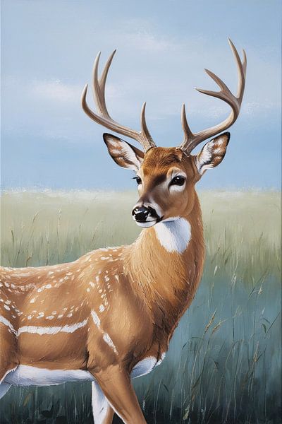 Stag in serene nature by Art & Soul Creations