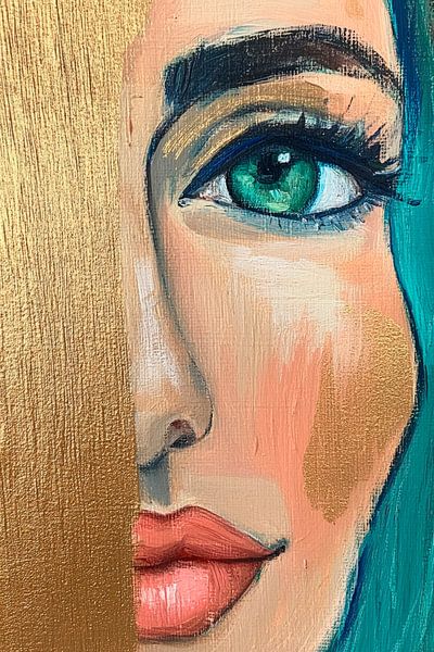 Un portrait fascinant aux reflets dorés par Poster Art Shop