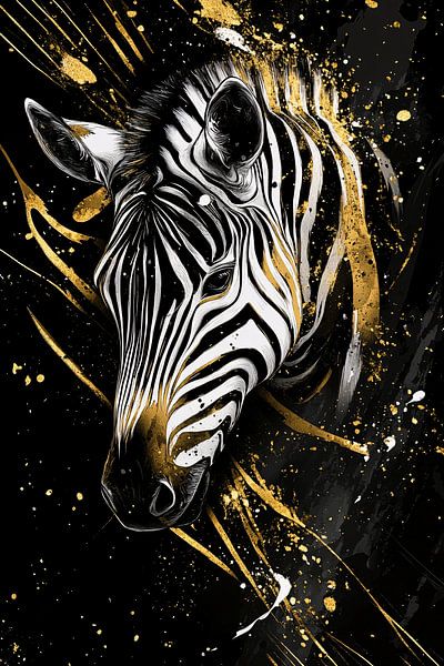 Abstraktes Zebra mit goldenen Details von Imperial Art House