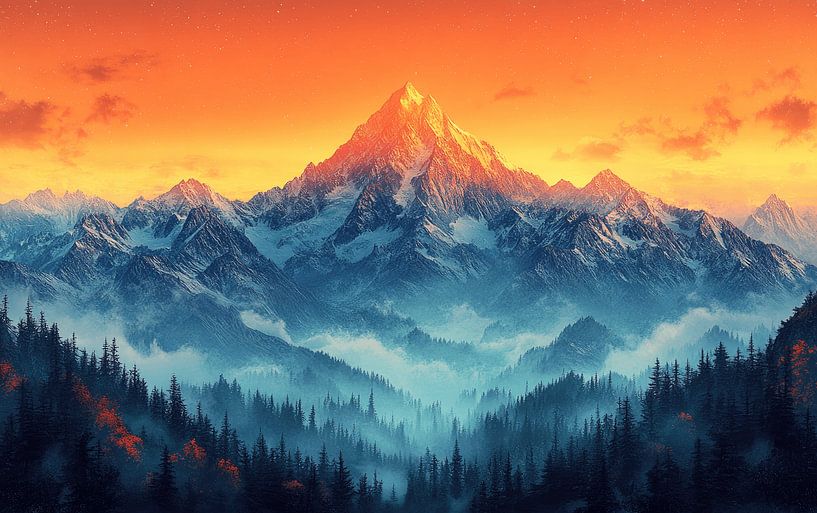 Majestueuze pieken bij zonsopgang van Lufy