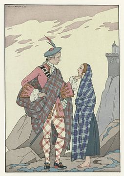 George Barbier – N’ayez pas peur, petite ! ; Écosse XVIIIe siècle (1923) von Peter Balan