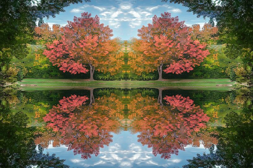 digital fiction print kaleidoscope landscape with water by Egon Zitter