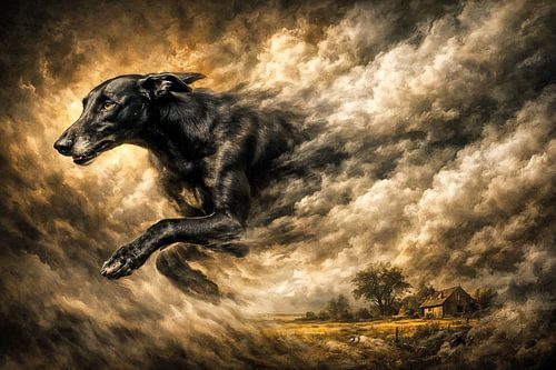 Greyhound, herrezen uit de storm van Betty Maria Digital Art