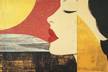 Femme avec couleur | Visage jaune et rouge avec femme sur Caprices d'Art