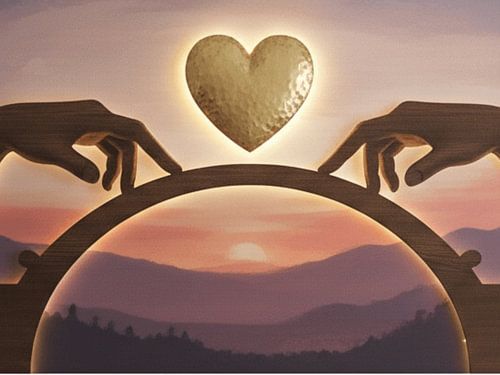 Goldenes Herz bei Sonnenuntergang