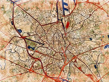 Kaart van Gent in de stijl 'Serene Summer' van Maporia