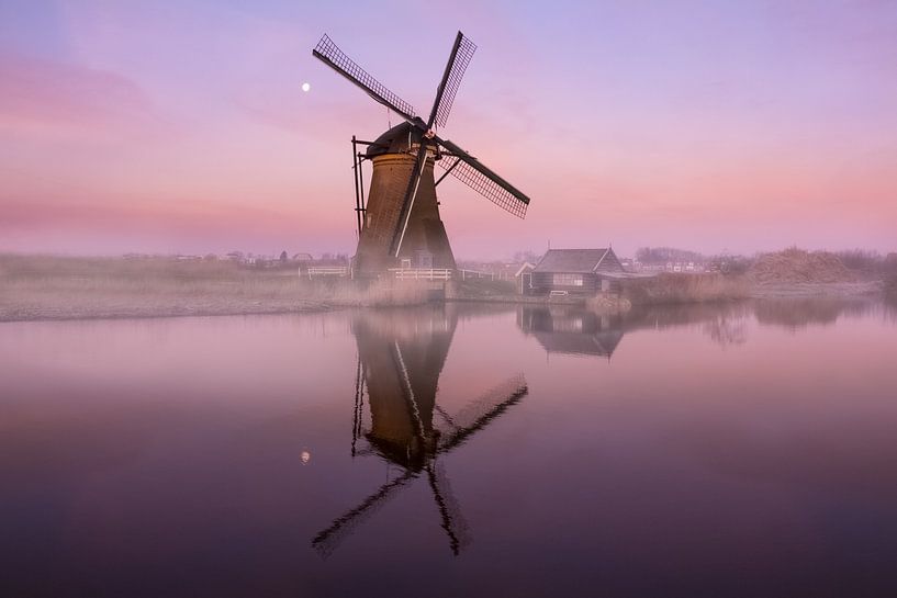 Moulin au lever du soleil à Kinderdijk par Samantha Levolger