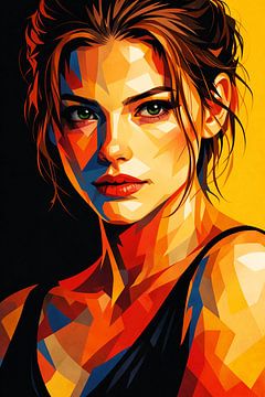Golden Contrast – Modern Geometric Portrait by Dodik Hariyono