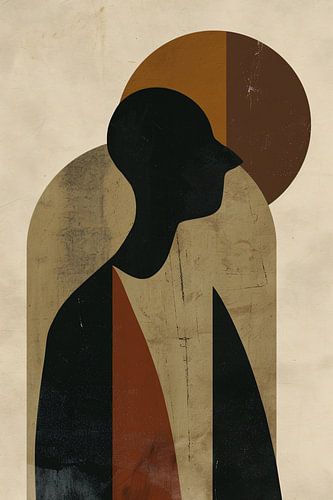 Abstract silhouet met geometrische vormen en neutrale kleuren