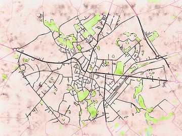 Map of Binche with the style 'Soothing Spring' by Maporia