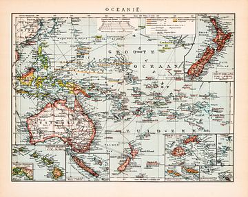 Oceanië. Vintage kaart ca. 1900 van Studio Wunderkammer