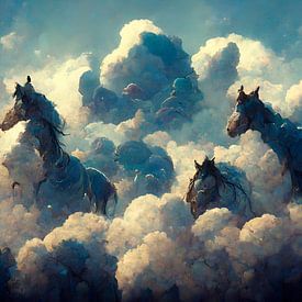 Pferde in den Wolken II von Jacco van den Hoven