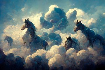 Des chevaux dans les nuages II sur Jacco van den Hoven